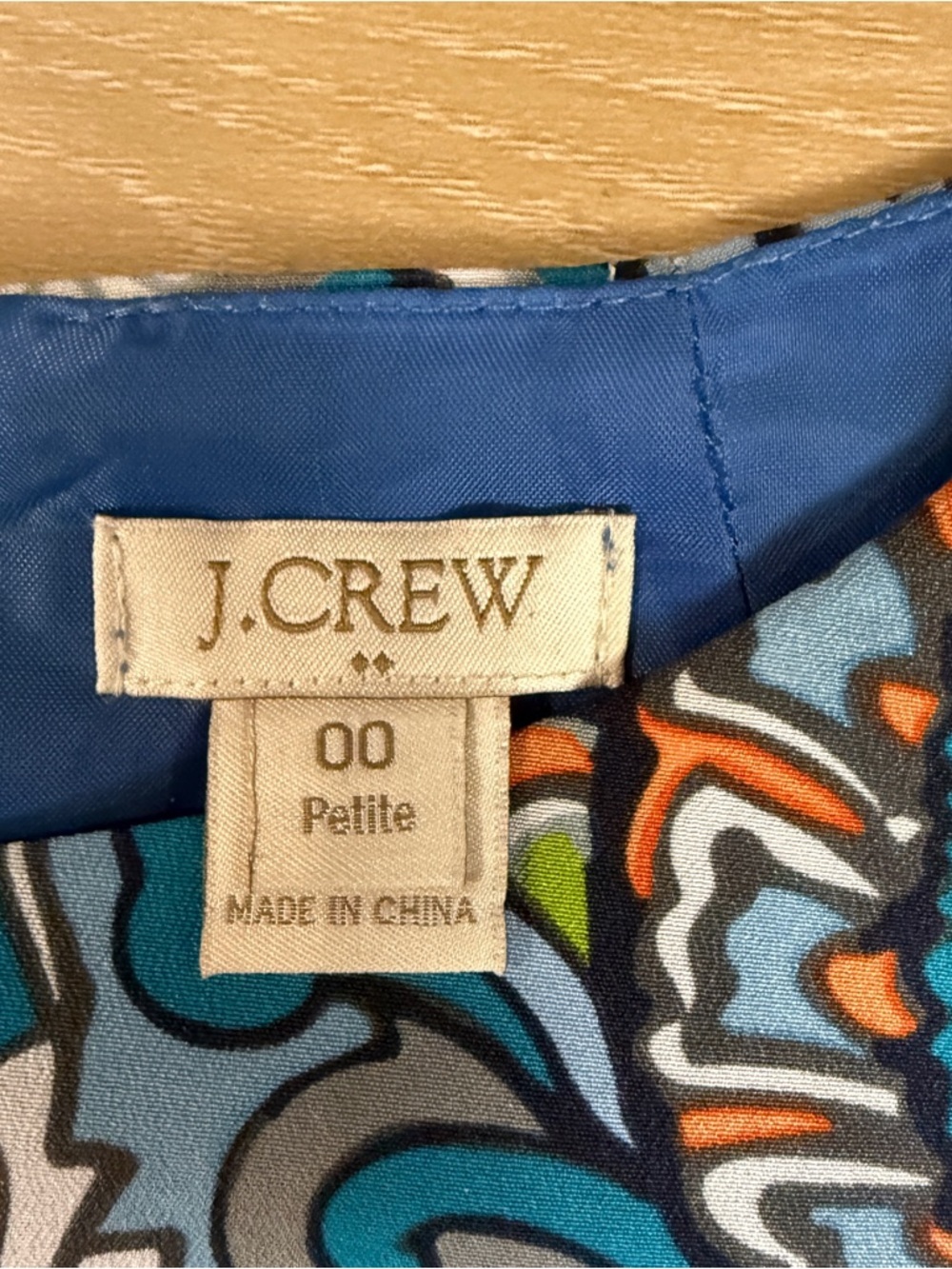 J .Crew Factory Blue Orange Jules Moonglow Gallery Shift Dress | Size 00 Petite - Picture 2 of 5